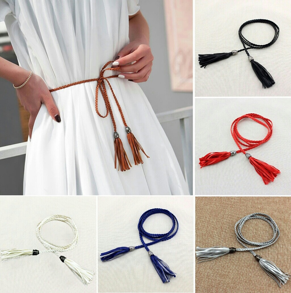 Long skinny tie belts with fringe.